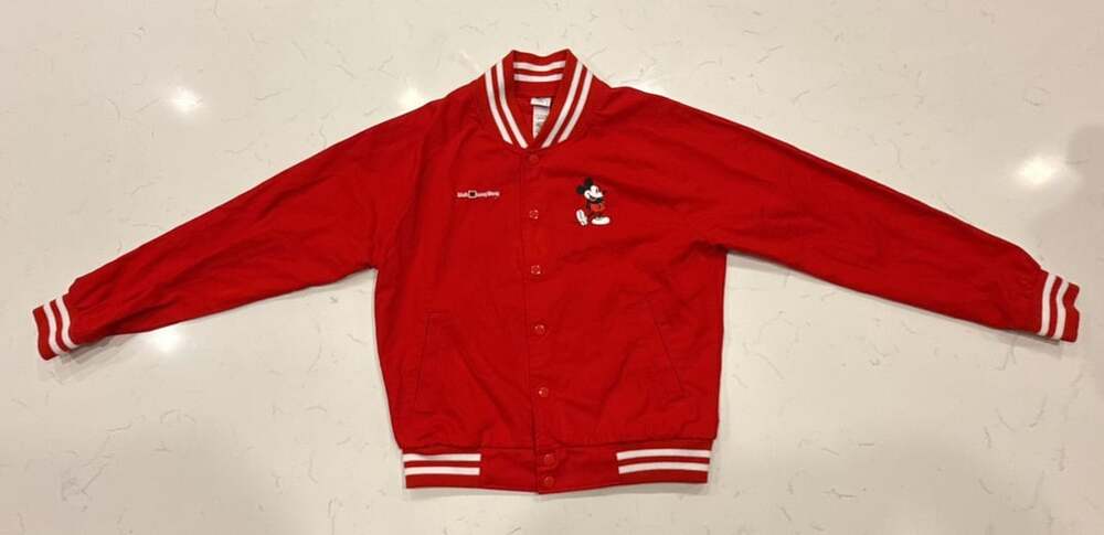 Disney Parks Mickey Mouse Red Varsity Jacket with Walt Disney World Embroidery S
